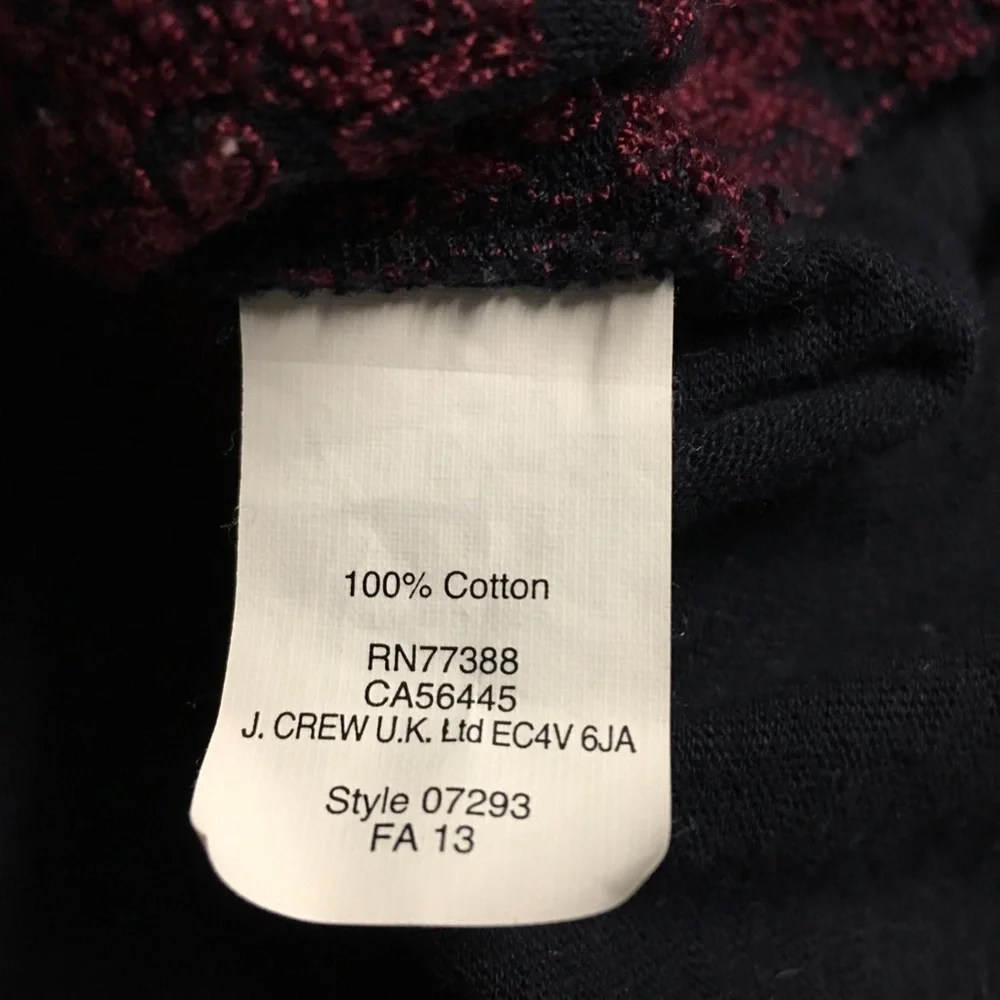 J. Crew Embroidered Top Women’s S Crew Neck 3/4‎ Sleeve Preppy Classic
